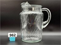 Vintage Indiana Glass swirl pitcher with ice lip