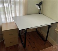Drafting Table w/ 2-Drawer File & Extension Lamp