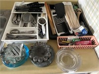 Lot of Various Flatware,Kitchen Utensils,Ash Trays