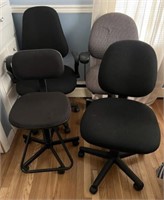 Lot of 4 Rolling Office Chairs
