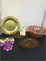 VINTAGE MARIGOLD CARNIVAL GLASS BOWL AND MORE