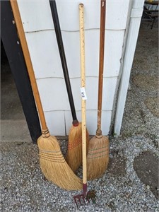 Child Size Rake + (3) Brooms