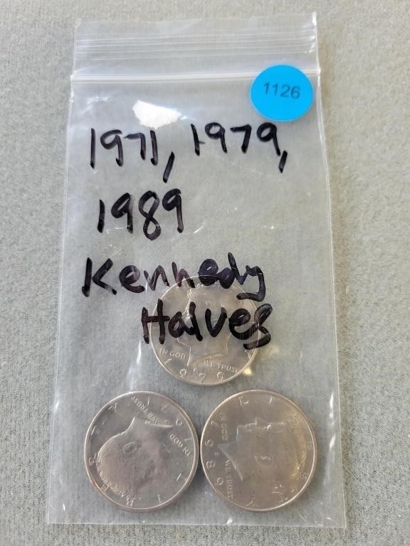 1971, 1979, 1989 Kennedy half dollars. Buyer must