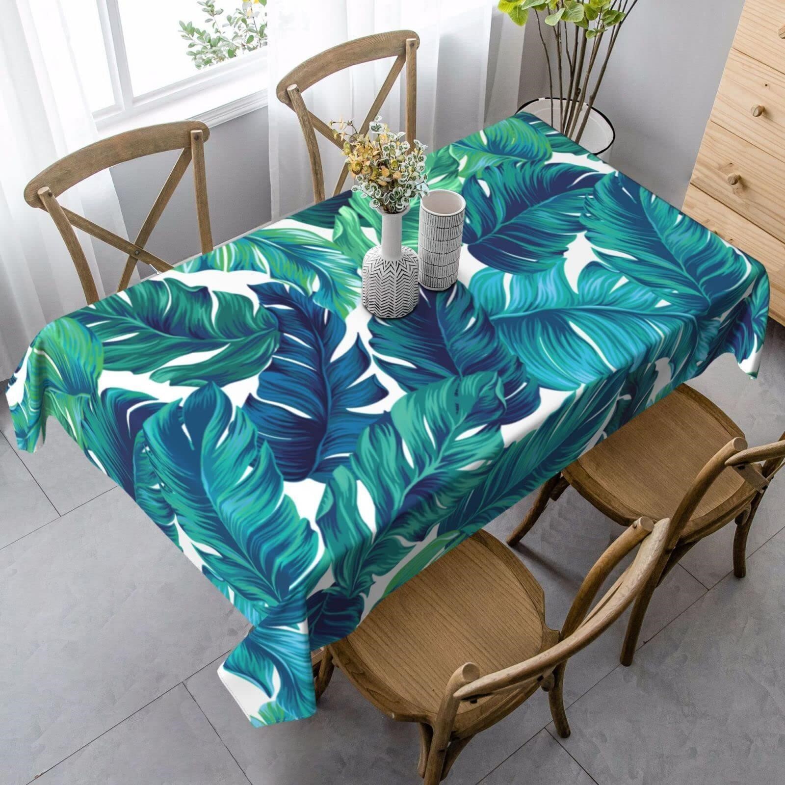 Tropical Palm Leaves Rectangle Tablecloths Table