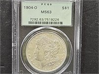 1904- O Graded  MS63 Morgan Silver Dollar Coin