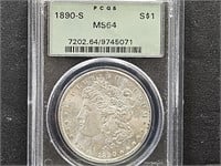1890 - S  Graded  MS64 Morgan Silver Dollar Coin