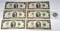 Sequential 2009 Two Dollar Bills & Kennedy Half