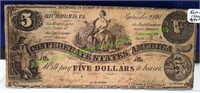 Richmond, VA 1861 Confederate Five Dollar Note