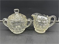 American Fostoria individual creamer & sugar