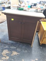 Vintage Cabinet Cultured Marble Top on Wheels