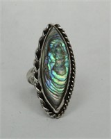 TAXCO STERLING SILVER ABALONE RING SIZE 8