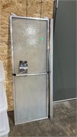 Pair sliding glass shower doors with hardware