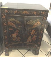 LACQUERED ORIENTAL CABINET, BRASS LOCK