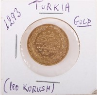 1293//28 TURKEY 100 KURUSH FINE GOLD COIN