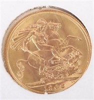 1962 QUEEN ELIZABETH II SOVEREIGN 22K GOLD COIN