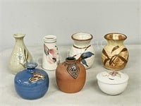 7 pcs small pottery vases