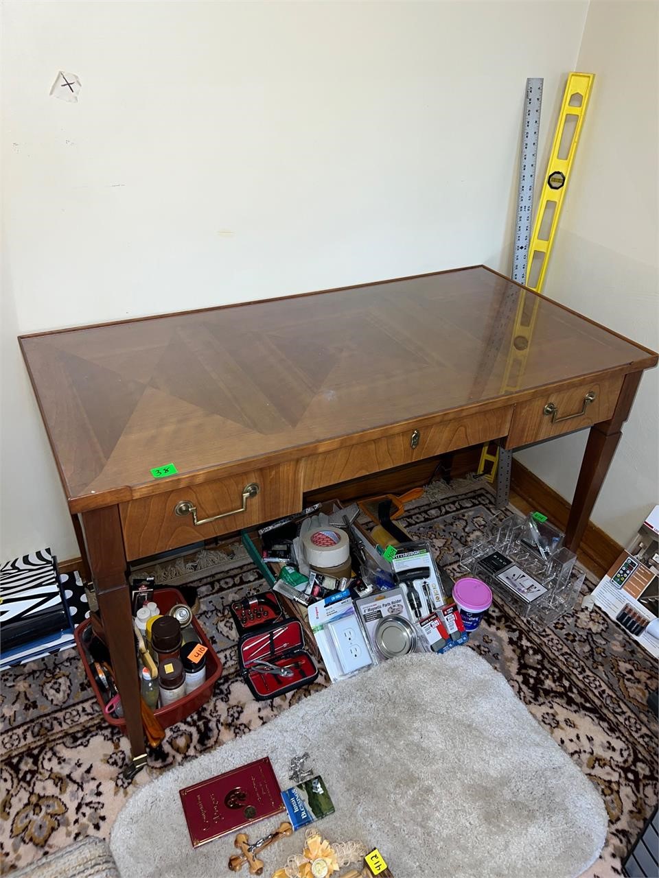Baker furniture wood desk with drawers