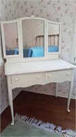 PAINTED 2-DRAWER DRESSING TABLE WITH MIRROR