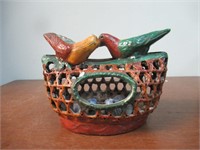 China Basket with Bird Decor
