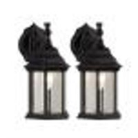 1-Light Black Metal Outdoor Wall Lantern with