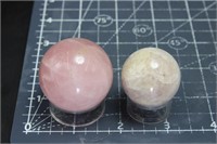Moonstone & Rose Quartz Spheres, 3oz