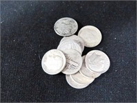 12 SILVER DIMES: 7 ROOSEVELT & 5 MERCURY