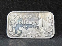 1991 HAPPY HOLIDAYS ONE OUNCE SILVER BULLION