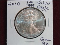 2010 1 OZ .999 SILVER EAGLE GEM BU