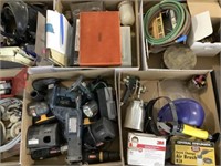 Table Lot, Welding Hoses, Ryobi Chargers, Spraygun