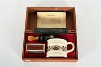 FRANKLIN TOILETRY CO. SHAVING SET WITH WOODEN CASE