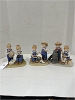 (3) "Denim Days" Homco Figurines