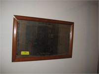 Oak Framed Beveled Mirror 15 x 24