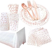 M-Aimee 202 Piece Rose Gold Party Supplies Set |