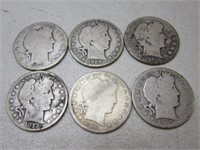 (6) 1902-05 Barber Silver Half Dollars G