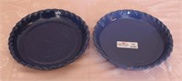 Bybee Pottery - Blue - 2 Fluted Pie Plates 10"D