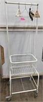 Rolling Laundry Cart w/ Hanging Clothes Bar