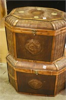 2 WICKER TYPE LIFT TOP BOXES