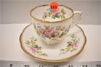 Roslyn China Moss Rose teacup and saucer