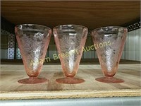 3 pink depression sundae glasses