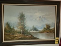 Oil On Canvas Mt. Scene Signed By