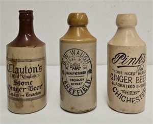 (3) Antique English Stoneware Bottles