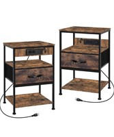 $110 Nightstands Set of 2 with Charging Station