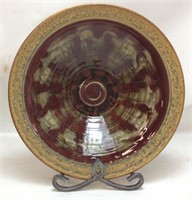 LARGE POTTERY BOWL WITH STAND