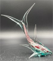 MCM 8” Murano Art Glass Dolphin Uv Reactive Under