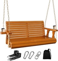 4FT Wooden Porch Swing w/Cupholders