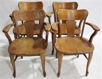 Vintage Oak Set of 4 Chairs - 34" x 26" x 18"