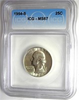 1954-S Quarter ICG MS67 LISTS $275