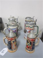 6 COLLECTIBLE BEER STEINS