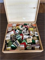 Wooden Wine Box full of Assorted Matchbooks