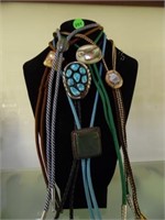 6 PC BOLO TIE LOT - SLIDES WITH TURQUOISE, GEMSTON